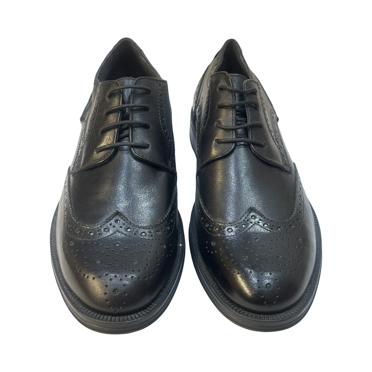Men's Black Leather Brogue Oxford Lace-Up Shoes