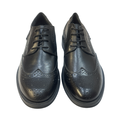 Men's Black Leather Brogue Oxford Lace-Up Shoes
