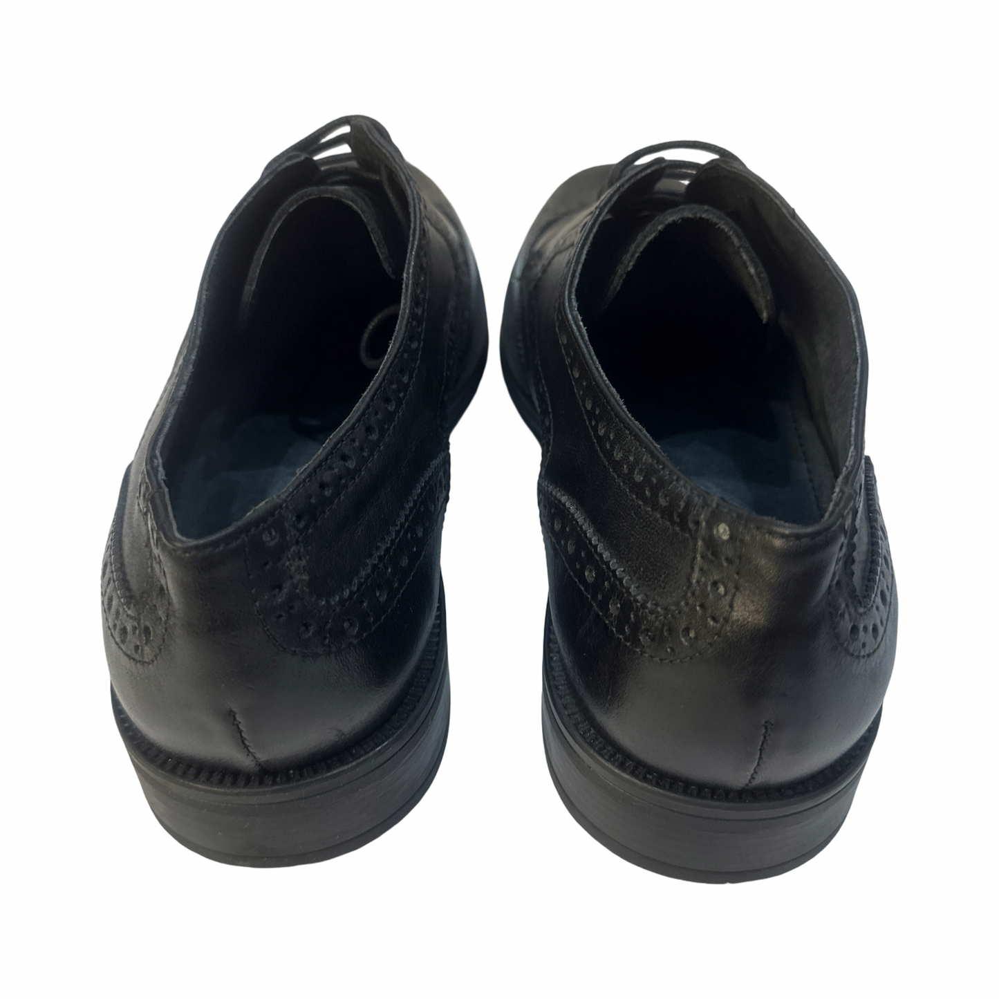 Men's Black Leather Brogue Oxford Lace-Up Shoes