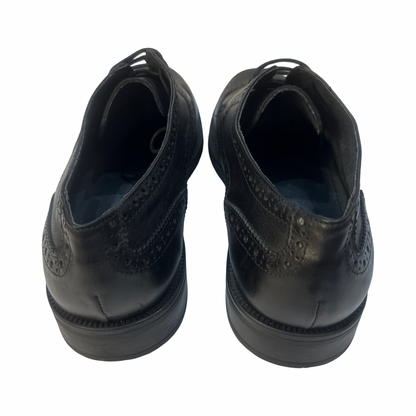 Men's Black Leather Brogue Oxford Lace-Up Shoes