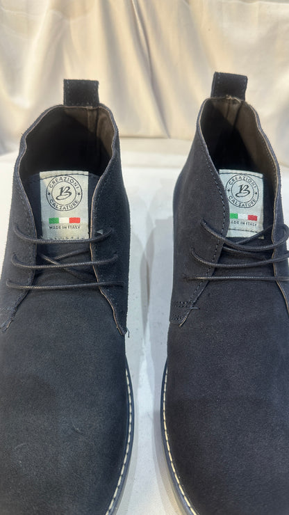 Blue Suede Lace Up Desert Boots