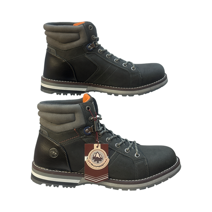 Men’s Rugged Lace Up Ankle Boots Durable Outdoor & Casual Comfort Boots – Black-Grey