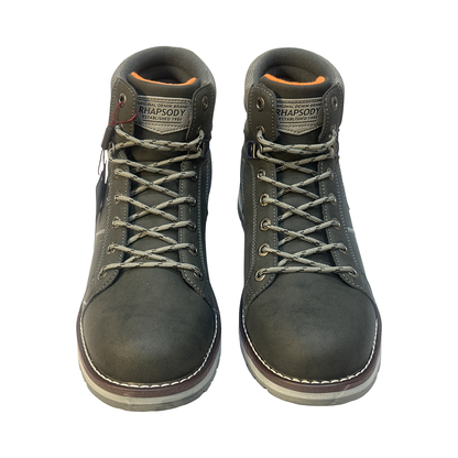Men’s Rugged Lace Up Ankle Boots Durable Outdoor & Casual Comfort Boots – Black-Grey