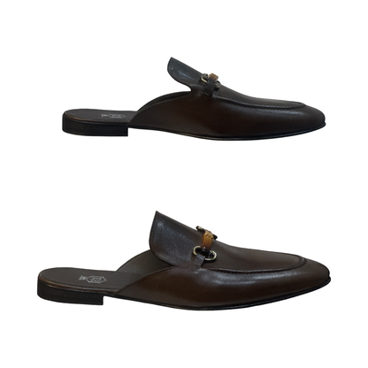 Brown Leather Men's Half Shoes Slippers Loafers