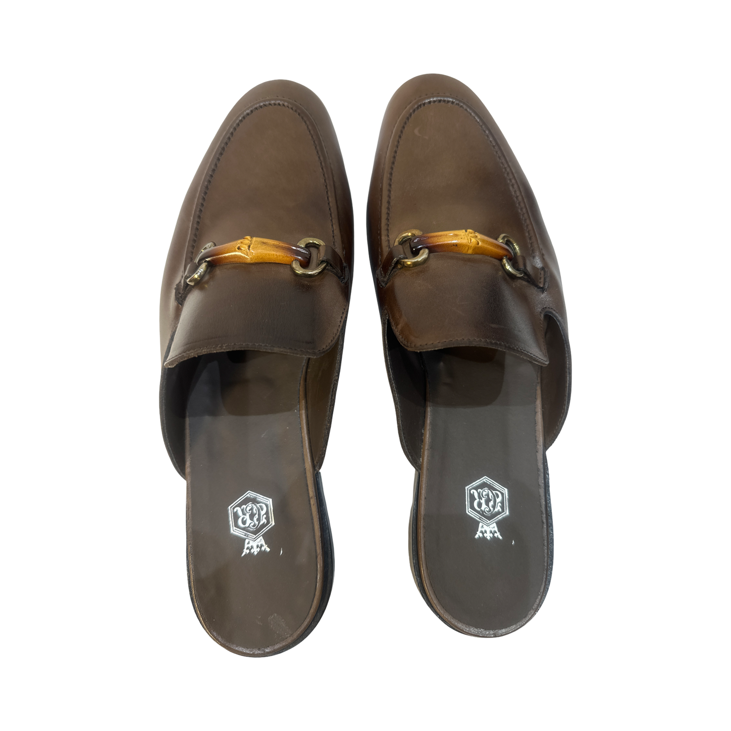 Brown Leather Men's Half Shoes Slippers Loafers