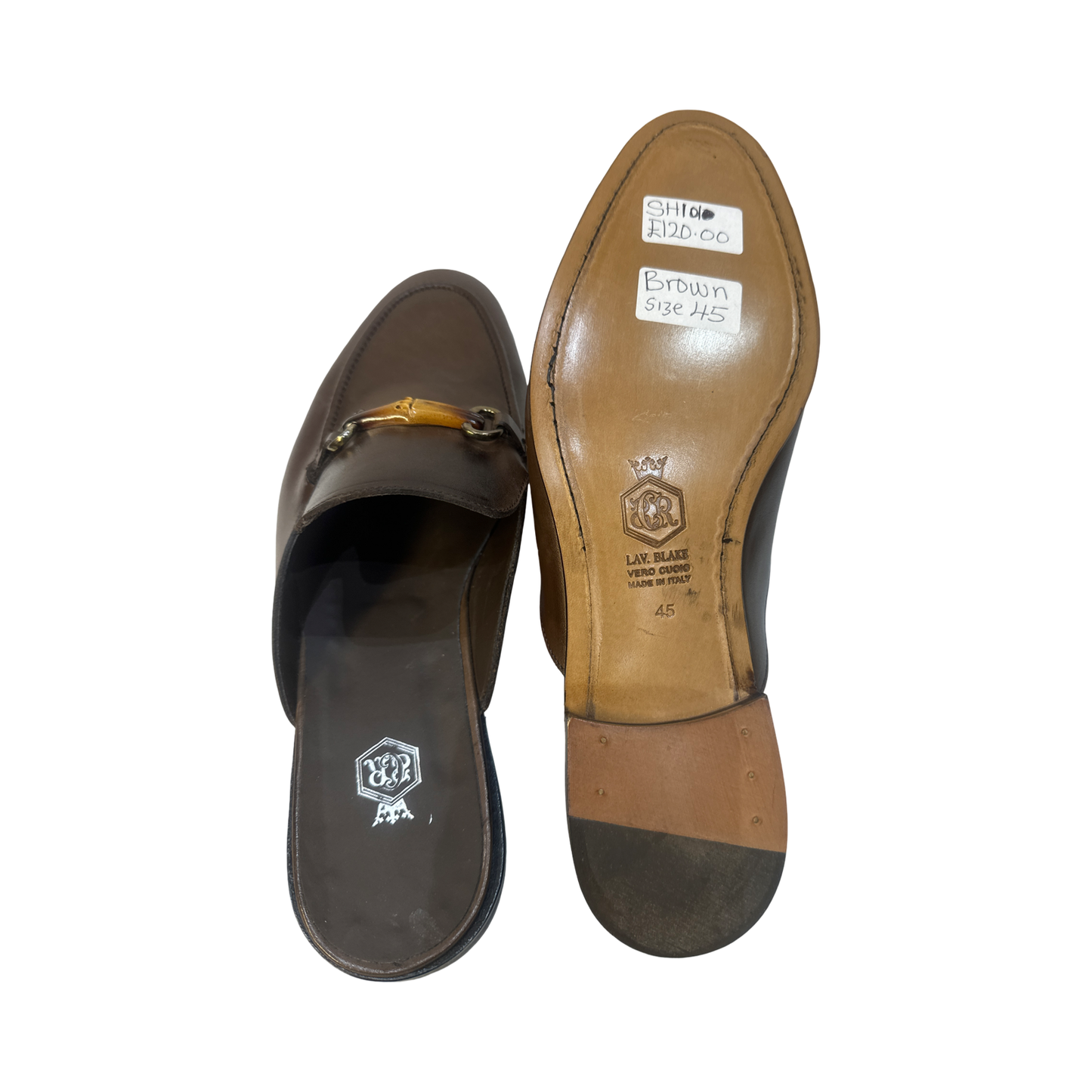 Brown Leather Men's Half Shoes Slippers Loafers