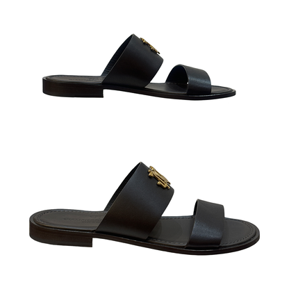 Brown 2 Strap Slip-On Sandals