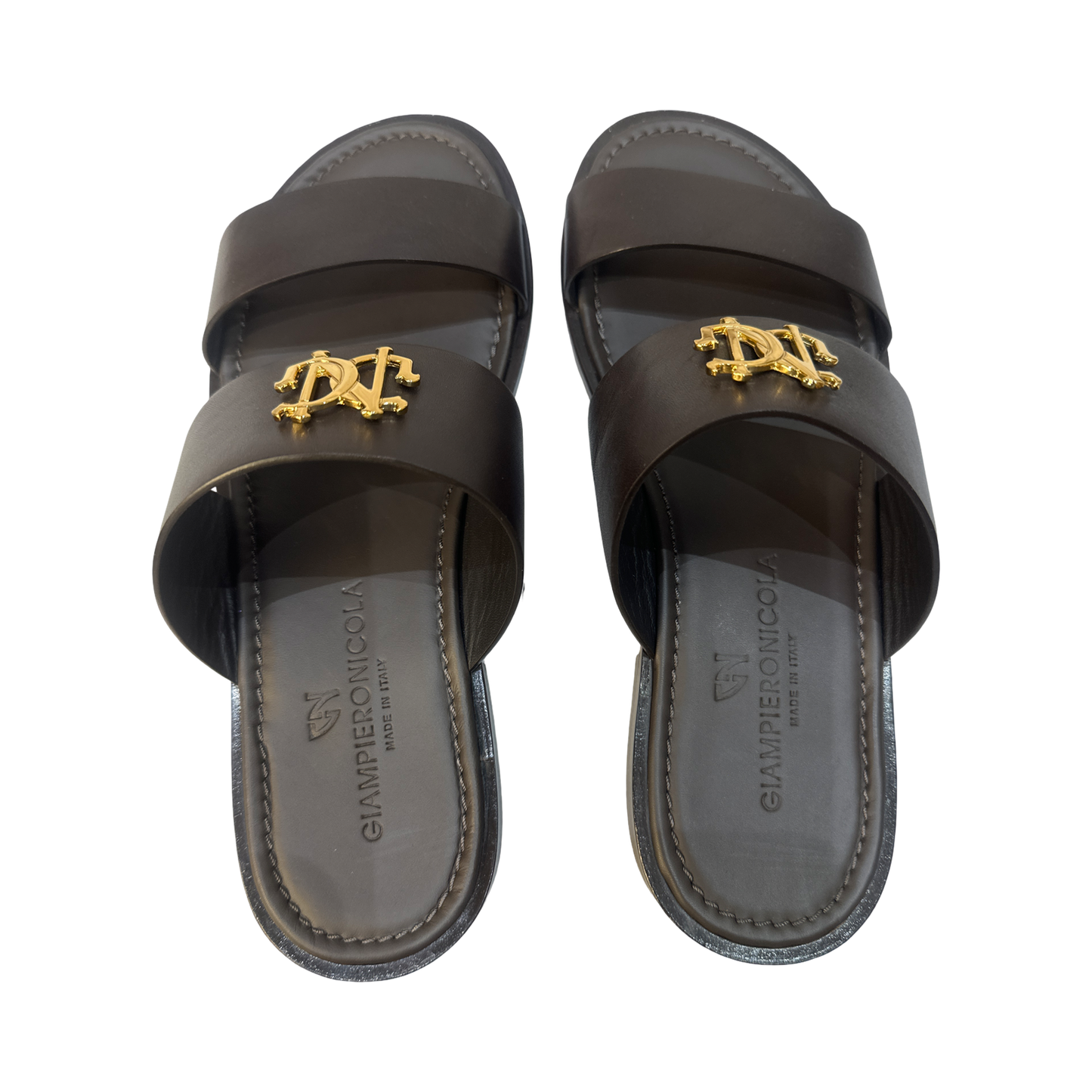 Brown 2 Strap Slip-On Sandals