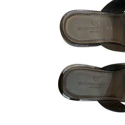 Brown 2 Strap Slip-On Sandals