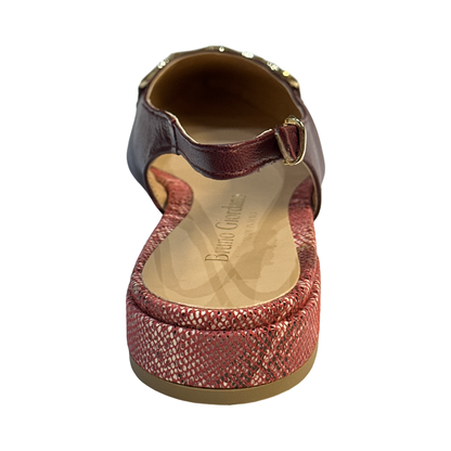 Wine Flat Slingback Leather Sandals