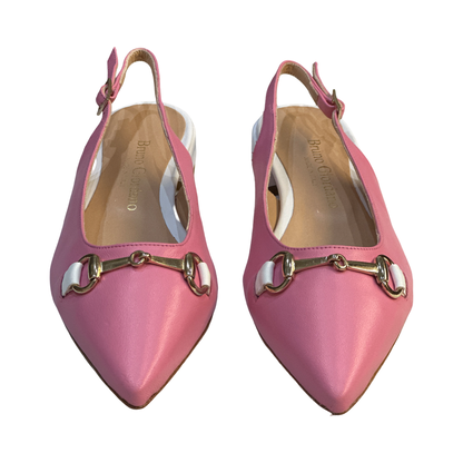 Pink Flat Slingback Leather Sandals for Summer
