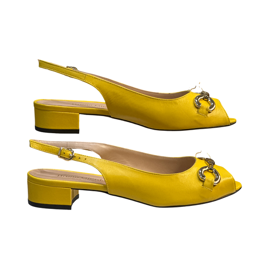 Yellow Flat Slingback Leather Sandals