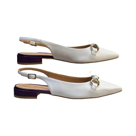 Italian-made Women's White/Purple Flat Slingback Leather Sandals for Summer