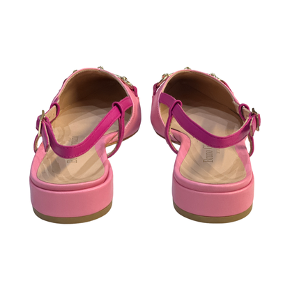Pink Flat Slingback Leather Sandals for Summer