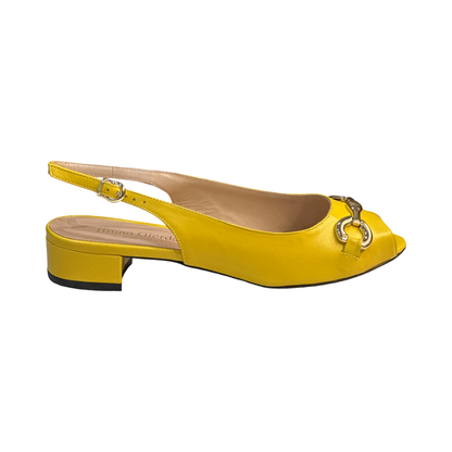Yellow Flat Slingback Leather Sandals