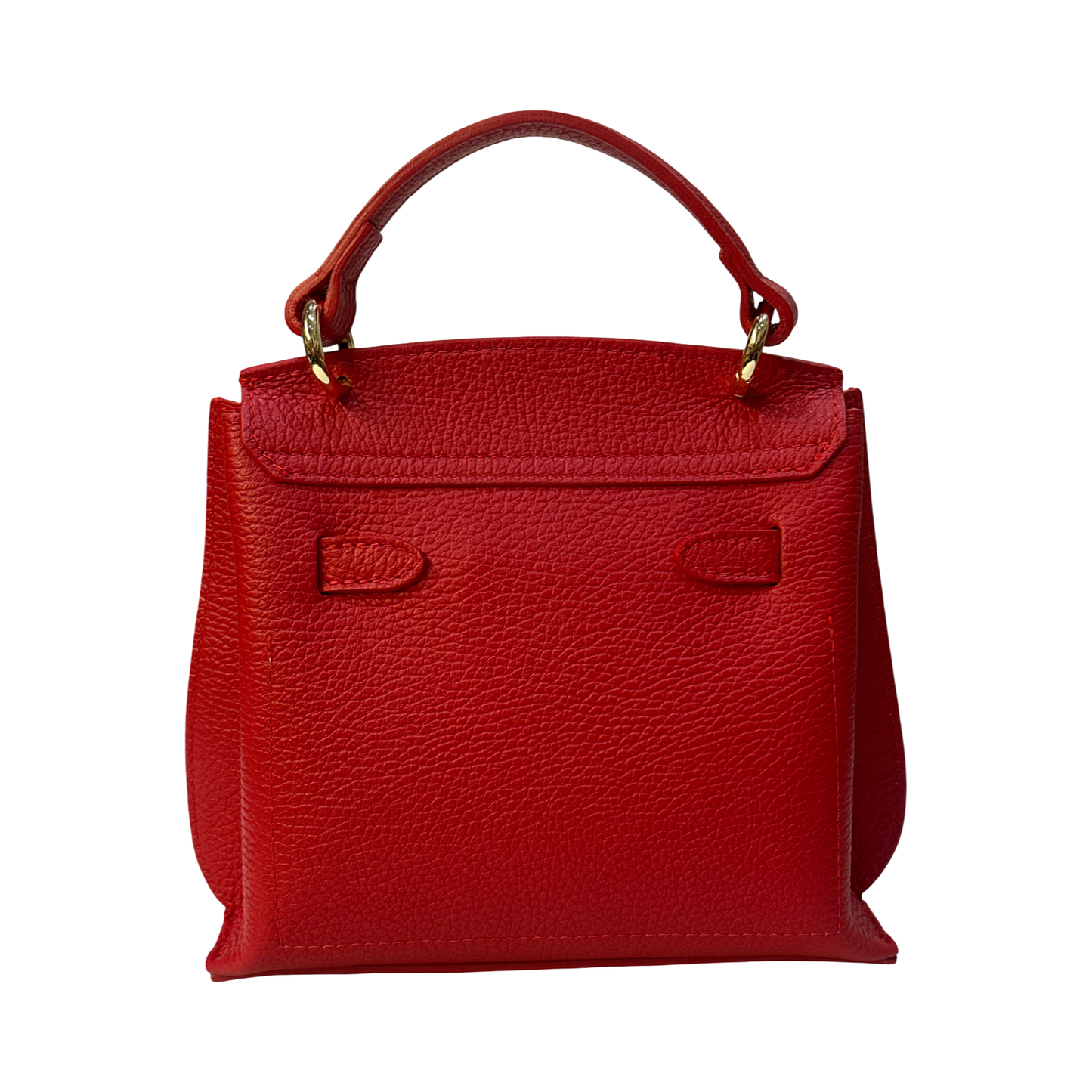Small Top Handle Pebbled Leather Tote Bag Made in Italy