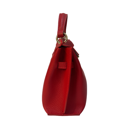 Small Top Handle Pebbled Leather Tote Bag Made in Italy