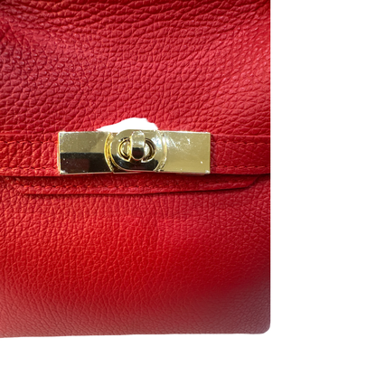Small Top Handle Pebbled Leather Tote Bag Made in Italy