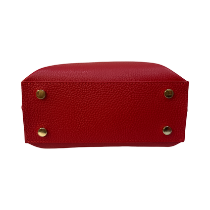 Small Top Handle Pebbled Leather Tote Bag Made in Italy