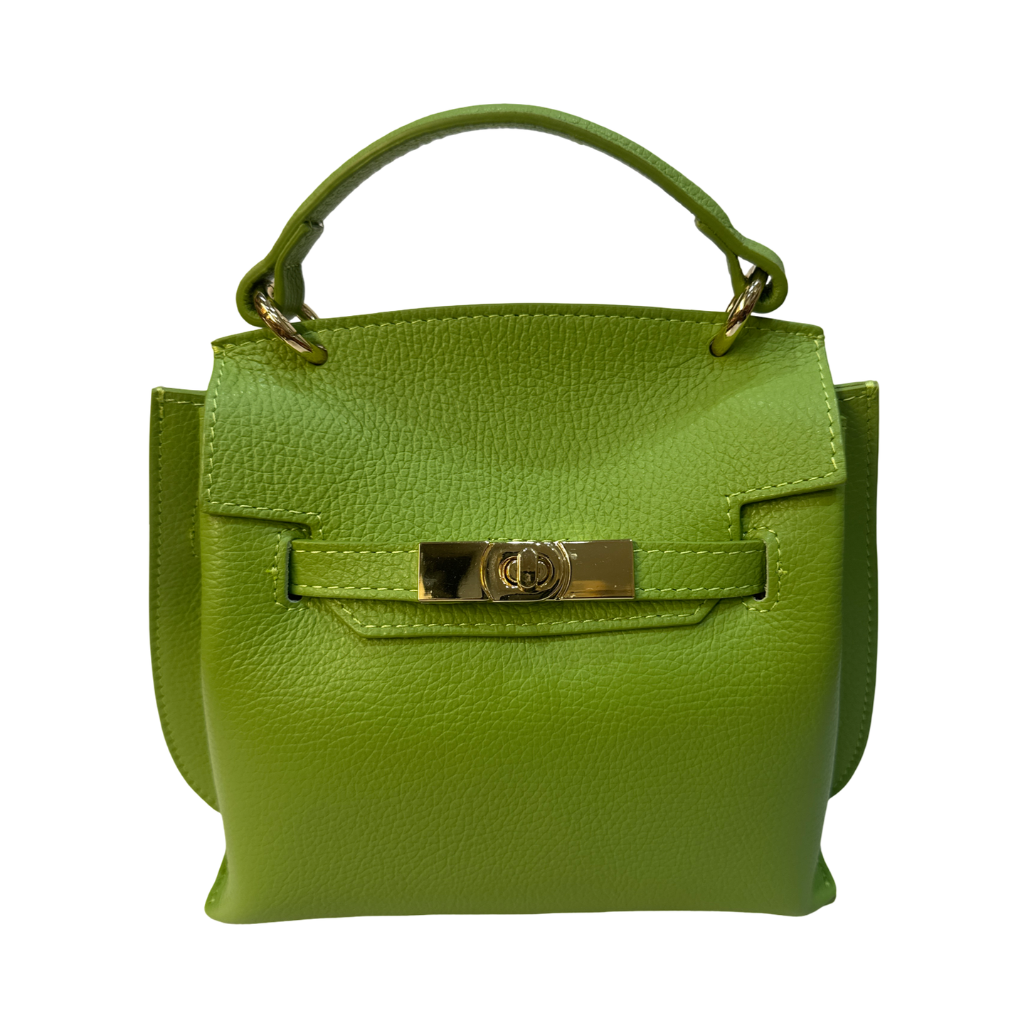 Small Top Handle Pebbled Leather Tote Bag Made in Italy