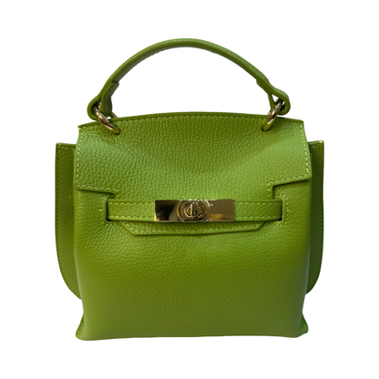 Small Top Handle Pebbled Leather Tote Bag Made in Italy