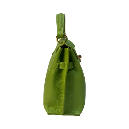 Small Top Handle Pebbled Leather Tote Bag Made in Italy