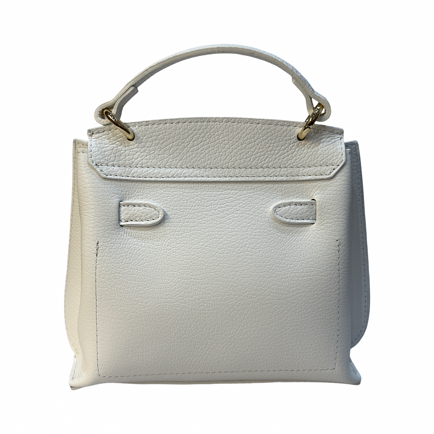 Small Top Handle Pebbled Leather Tote Bag Made in Italy
