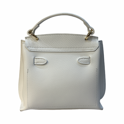 Small Top Handle Pebbled Leather Tote Bag Made in Italy