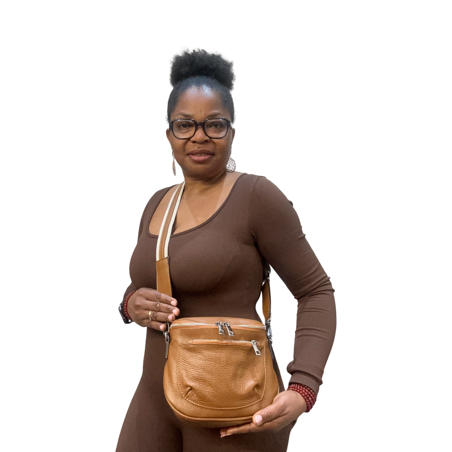 Teefamm Made in Italy Crossbody Leather Tote Bag