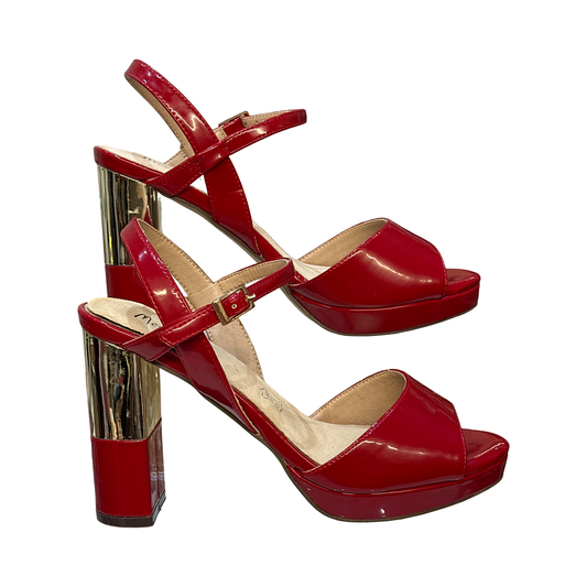 Member Patent Red Platform Sandals