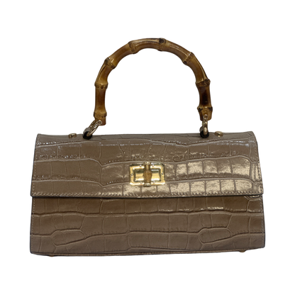Bamboo Top Handle Medium Croco Leather Tote Bag
