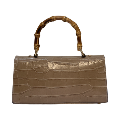 Bamboo Top Handle Medium Croco Leather Tote Bag