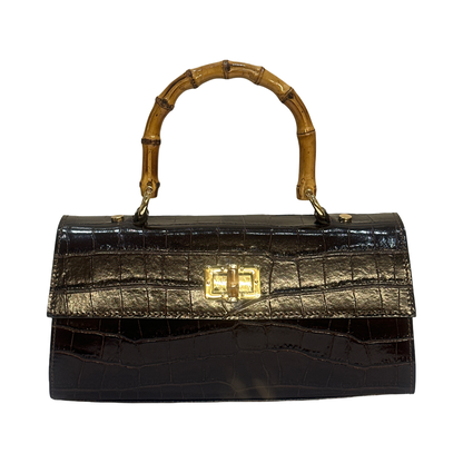 Bamboo Top Handle Medium Croco Leather Tote Bag