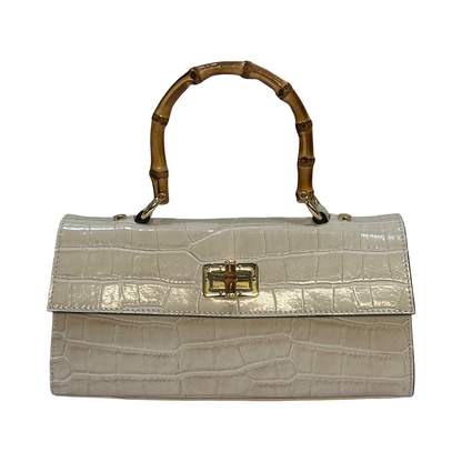 Bamboo Top Handle Medium Croco Leather Tote Bag