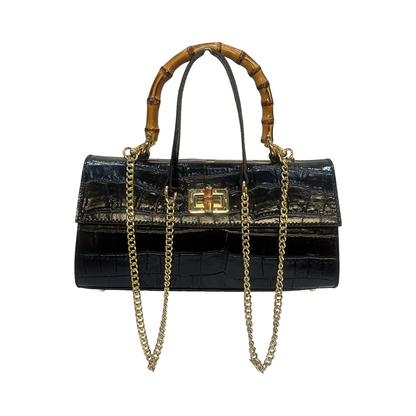 Bamboo Top Handle Medium Croco Leather Tote Bag