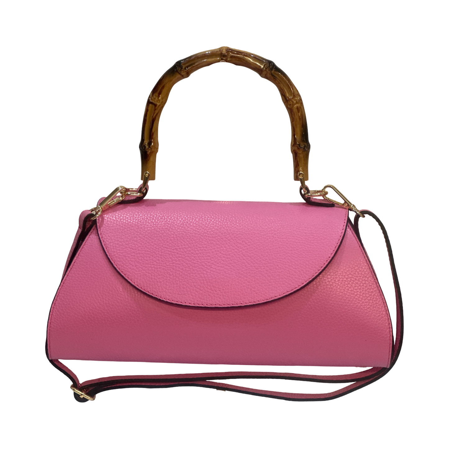 Bamboo Top Handle Medium Leather Tote Bag