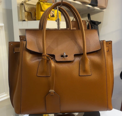 Made in Italy Top Handle Large Leather Tote Bag