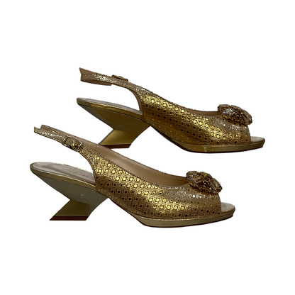 Crystal Embellished Gold Shoes with Matching Bag