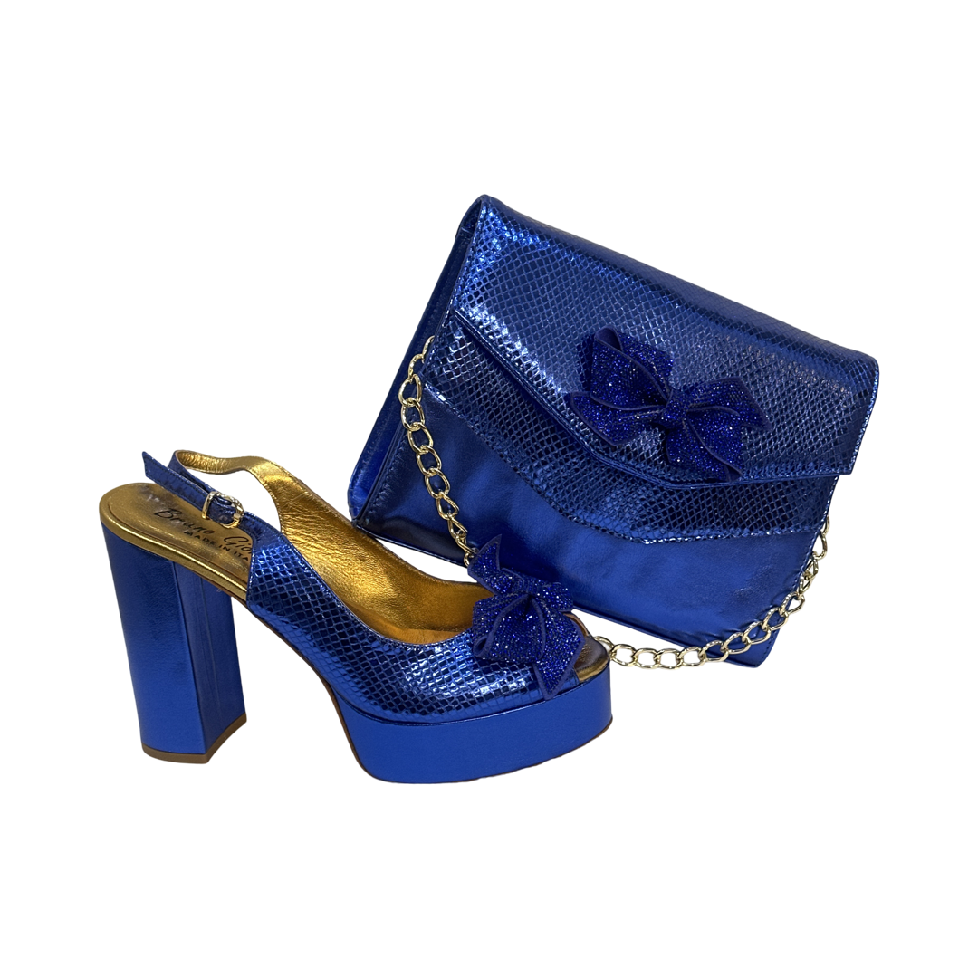 Royal Blue Shoes with Matching Bag – Teefamm Bags London