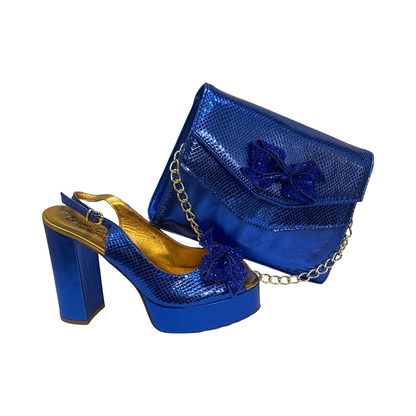 Royal Blue Shoes with Matching Bag