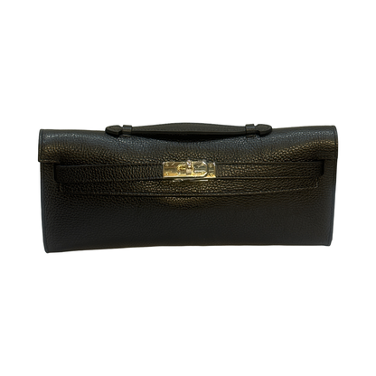 Italian Long Top Handle Leather Clutch Bag - Shoulder Bag for Women