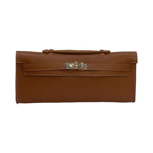 Italian Long Top Handle Leather Tote Bag