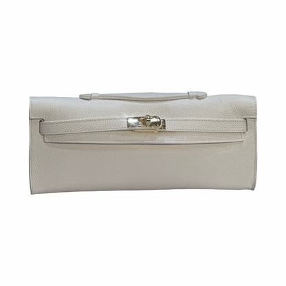 Italian Long Top Handle Leather Clutch Bag - Shoulder Bag for Women