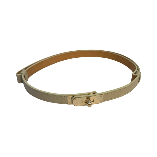 Italian Leather Waist Belt with Gold-Tone Lock