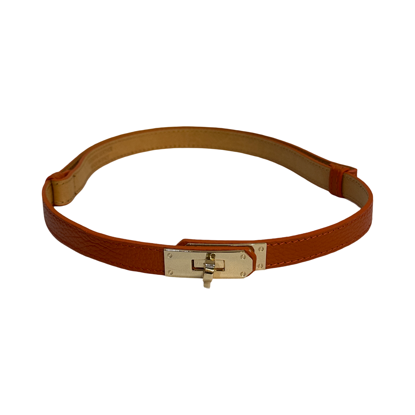 Italian Leather Waist Belt with Gold-Tone Lock