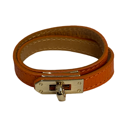 Italian Leather Lock Bracelet – Luxury Wrap Style