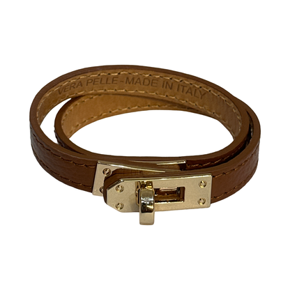 Italian Leather Lock Bracelet – Luxury Wrap Style