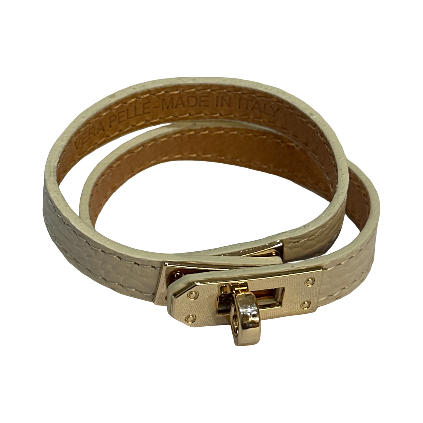 Italian Leather Lock Bracelet – Luxury Wrap Style