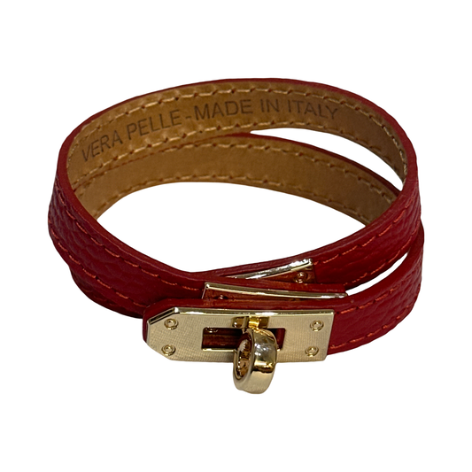 Italian Leather Lock Bracelet – Luxury Wrap Style