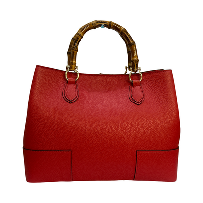 Bamboo Top Handles Large Leather Tote Bag